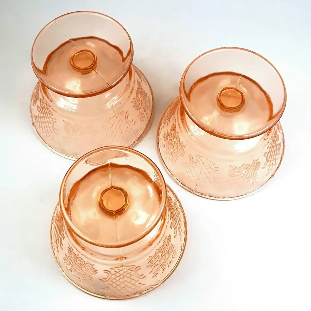 Set of 3 Federal Normandie Pink Sherbets - Depression Glass Dessert Bowl Set - Picture 4 of 4
